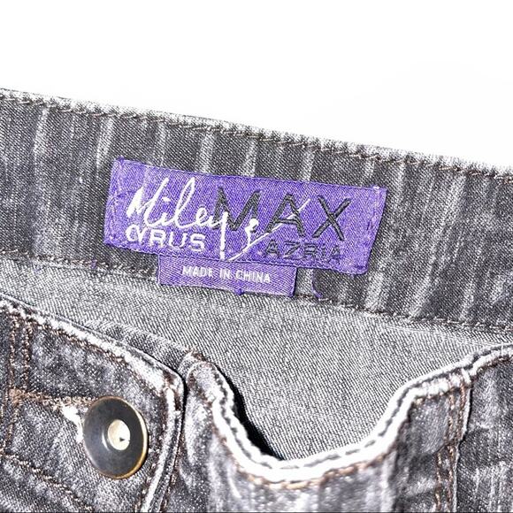 Miley Cyrus Max Azria High Waisted Shorts light washed black denim jean shorts - Picture 2 of 4